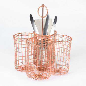 Copper Wire Four Section Cutlery And Utensil Holder, 2 of 6