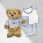 Personalised Bertie Bear With Baby Pyjamas, Blue, thumbnail 1 of 5
