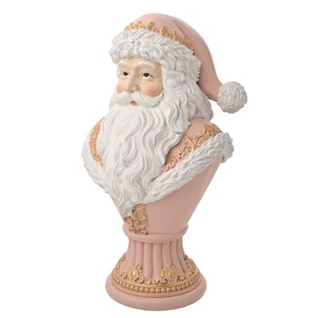 Regal Tidings Large Pink Blush Santa Bust Christmas Decoration, 3 of 5