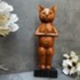 32cm Handcarved Yoga Cat Wooden Ornament Gift Decor, thumbnail 3 of 12