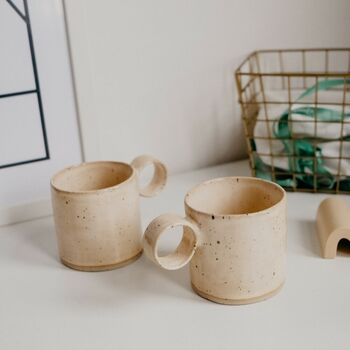 Saffi Line And Speckled Handmade Round Handled Mug, 5 of 8