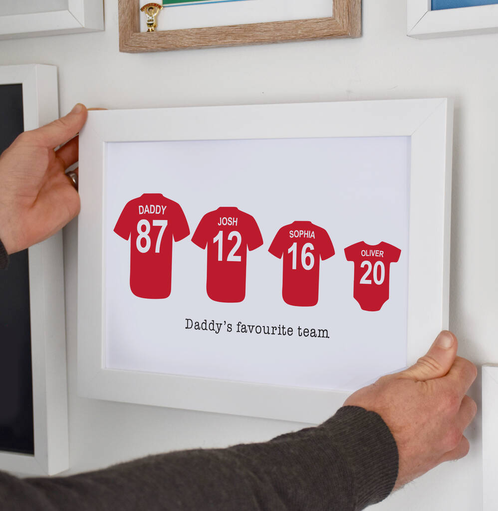 fathers day gift gift for dad Personalised family football shirt print 