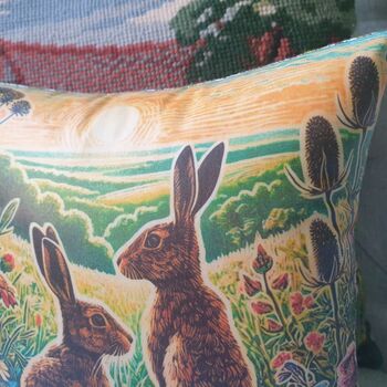 Countryside Hare Print Cushion, Nature Inspired Decor, 4 of 7