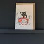 Drumming Cat Happy Birthday Greeting Card, thumbnail 2 of 3