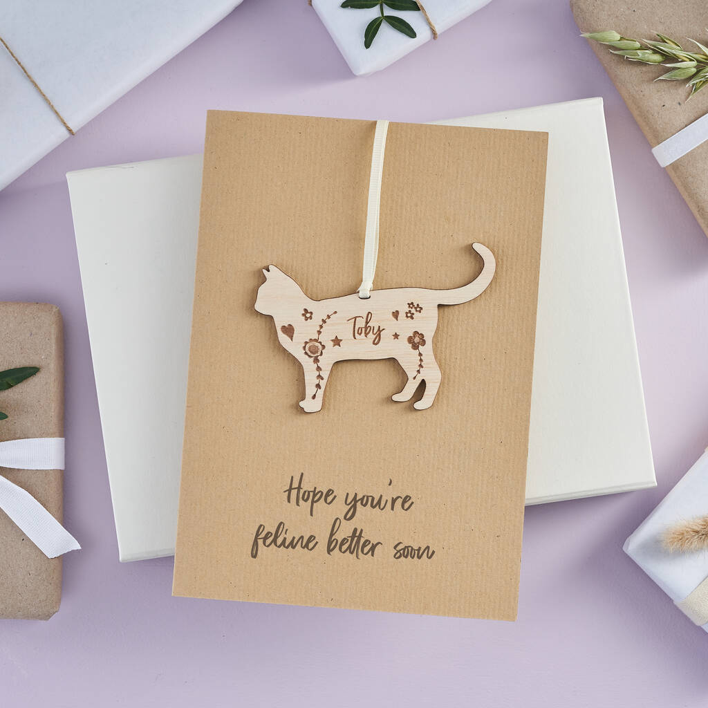 Personalised Pet Cat Keepsake Get Well Soon Card By Bombus
