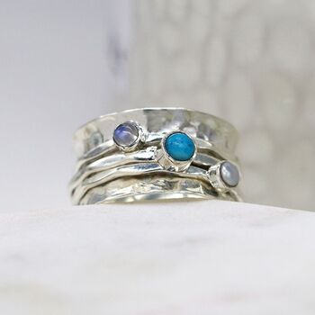 Personalised Turquoise Spinner Ring In Sterling Silver, 5 of 12