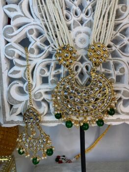 Emerald Kundan Long Beaded Set, 4 of 4