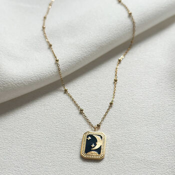 Enamel Nights Sky 18k Gold Pendant Necklace, 2 of 3