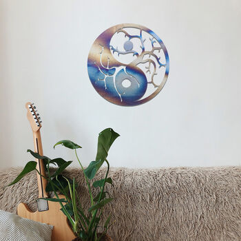 Metal Wall Art Yin Yang Symbol With Tree Branches, 9 of 12