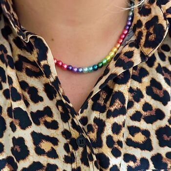Disco Rainbow Pearl Necklace, 3 of 5