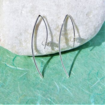 Contemporary Silver Wishbone Hook Earrings, 2 of 4