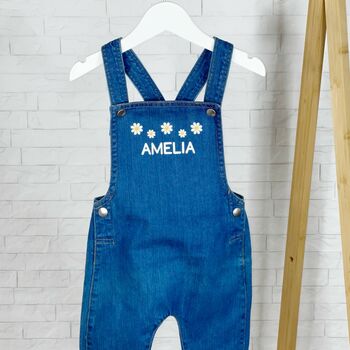 Daisy Personalised Denim Dungaree For Girls, 2 of 5