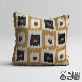 Yellow Cushion Cover From Hand Woven Ikat, 3 of 8