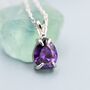 Sterling Silver Amethyst Purple Pear Cut Cz Necklace, thumbnail 1 of 12