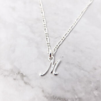 925 Sterling Silver Initial Fancy Script Necklace, 4 of 7