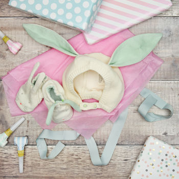 Mint Or Peach Easter Bunny Rabbit Baby Bonnet, 6 of 6