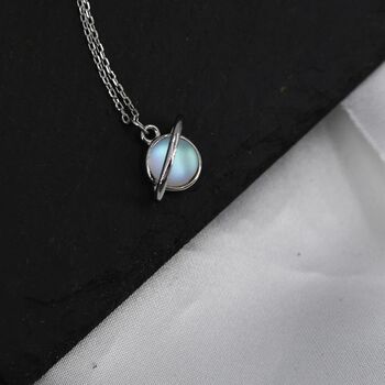 Moonstone Planet Necklace In Sterling Silver, 5 of 10