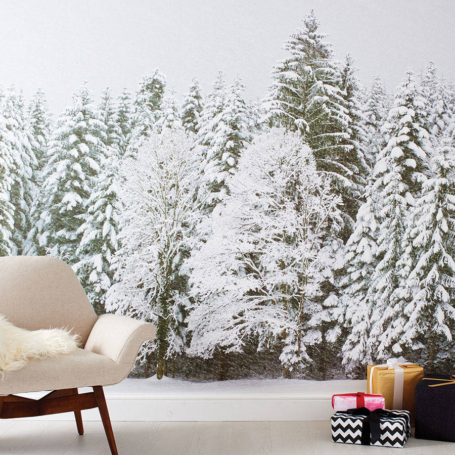 Christmas Snowy Trees Self Adhesive Wallpaper, 1 of 9