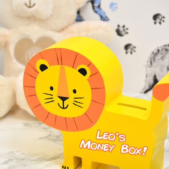 Personalised Lion Money Box, 2 of 6