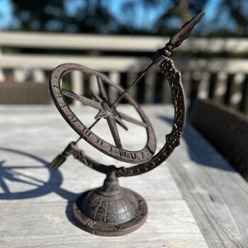 Cast Iron Garden Armillary Sundial, 3 of 8