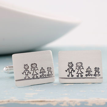 Personalised Cufflinks. Family Portrait Gift For Dad, 9 of 12