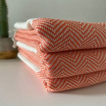 Herringbone Design Orange Sofa Throw Blanket, 6 of 9