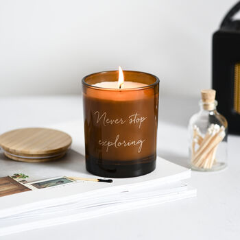 Never Stop Exploring Amber Glass Candle, 2 of 3
