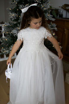 Audrey In Ivory White ~ Party Or Flower Girl Dress, 2 of 9