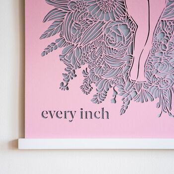 Empowering 'Adore Every Inch' Pink Papercut Wall Art, 4 of 9