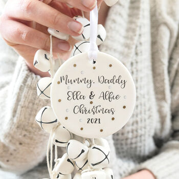 Personalised Mummy, Daddy And Bump Christmas Decoration, 2 of 7