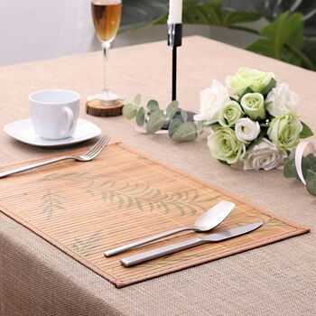 Set Of Six Brown Leaf Bamboo Placemats, 4 of 11