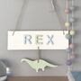 Personalised Name Sign With Hanging Dinosaur, thumbnail 3 of 5