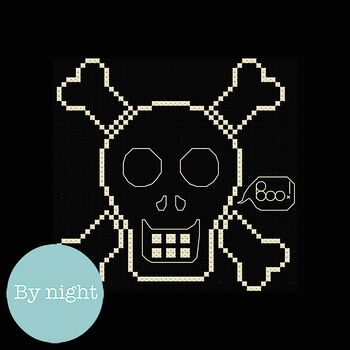 Glow In The Dark Skull Cross Stitch Kit For Clothing, 3 of 9