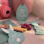 Personalised Hopping Easter Bunny Decoration Turquoise, thumbnail 7 of 9