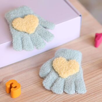 Cosy Children’s Gloves With Fluffy Heart, 3 of 8