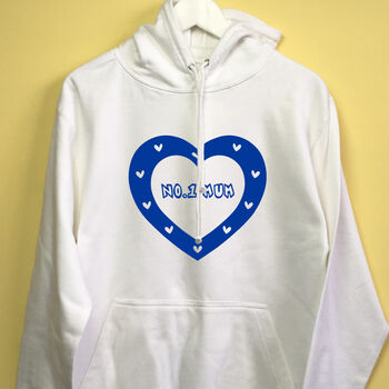 Personalised Heart No. One Mum Mothers Day Hoodie, 3 of 8