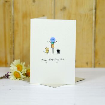 Personalised 'Button Pet' Handmade Birthday Card, 4 of 6