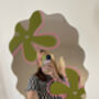 Wavy Flower Mirror Olive And Pink, thumbnail 3 of 5