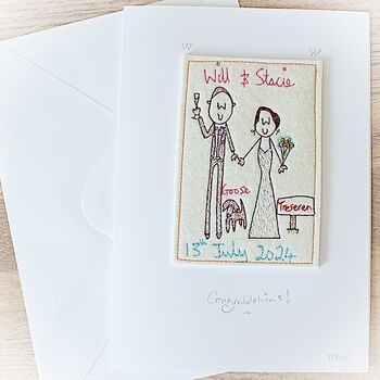 Wedding Card, Personalised, Embroidered, 3 of 12