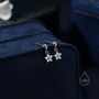 Sterling Silver Dainty Cz Flower Drop Stud Earrings, thumbnail 5 of 12