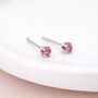 Sterling Silver Pink Tourmaline Micro Stud Earrings – 3mm, thumbnail 1 of 5
