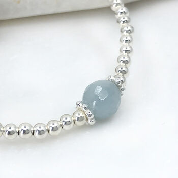 Silver Aquamarine Gemstone March Birthstone Bracelet, 2 of 10