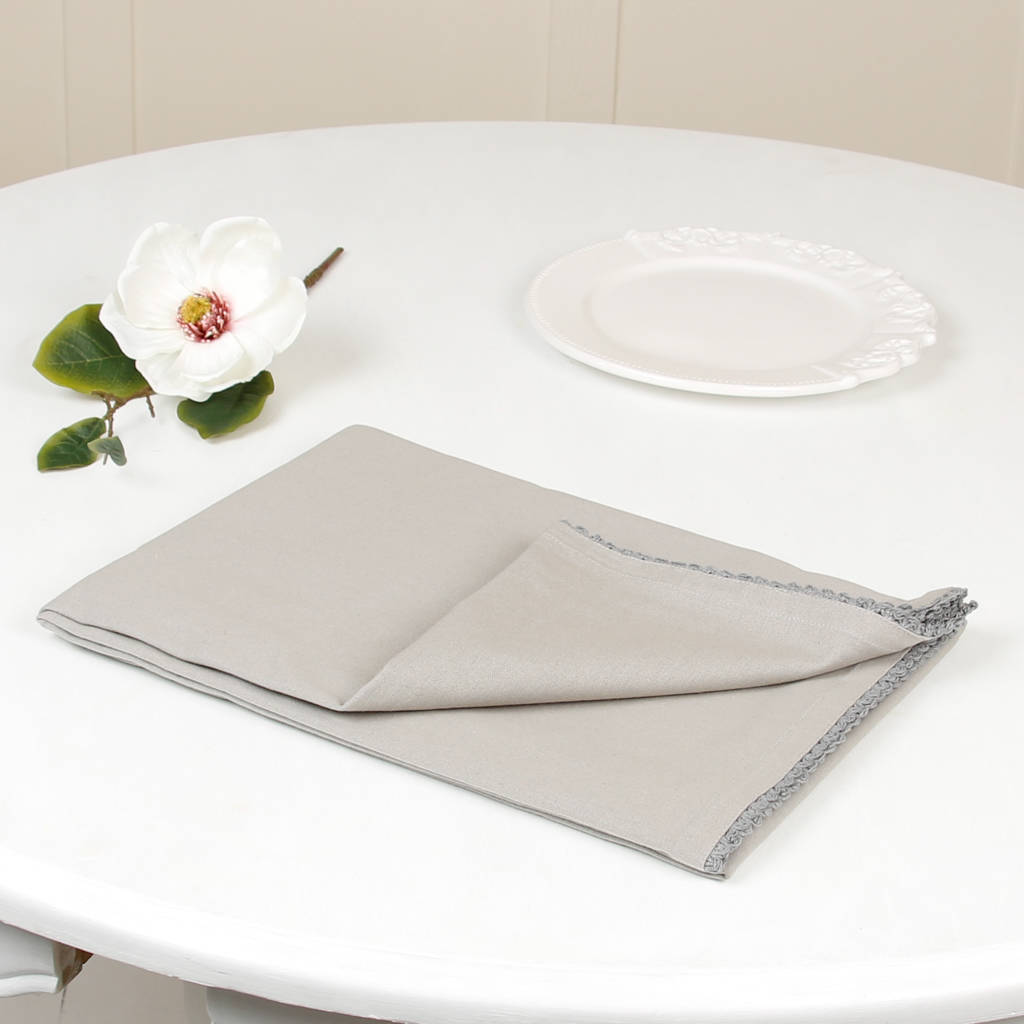French Grey Dinner Table Cloth Set By Dibor