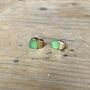 Green Sea Glass And Gold Leaf Earrings, thumbnail 1 of 2