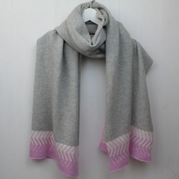 Knitted Chevron Lambswool Wrap, 4 of 5