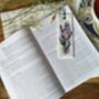 Hand Embroidered Buddleia Flower Linen Bookmark, thumbnail 7 of 7