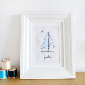 Embroidered Linen 'Yacht' Picture, 5 of 5