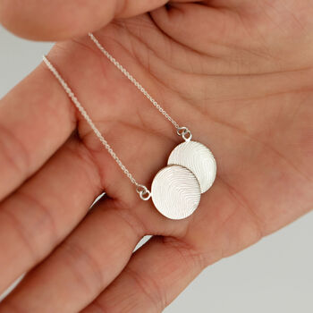 Silver Overlapping Fingerprint Necklace, 2 of 7