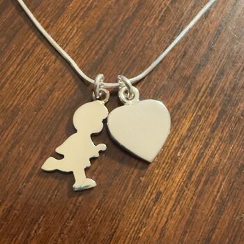 Sterling Silver Mum And Child Personalised Necklace, 3 of 4