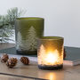 Green Glass Christmas Tea Light Holder, thumbnail 1 of 5